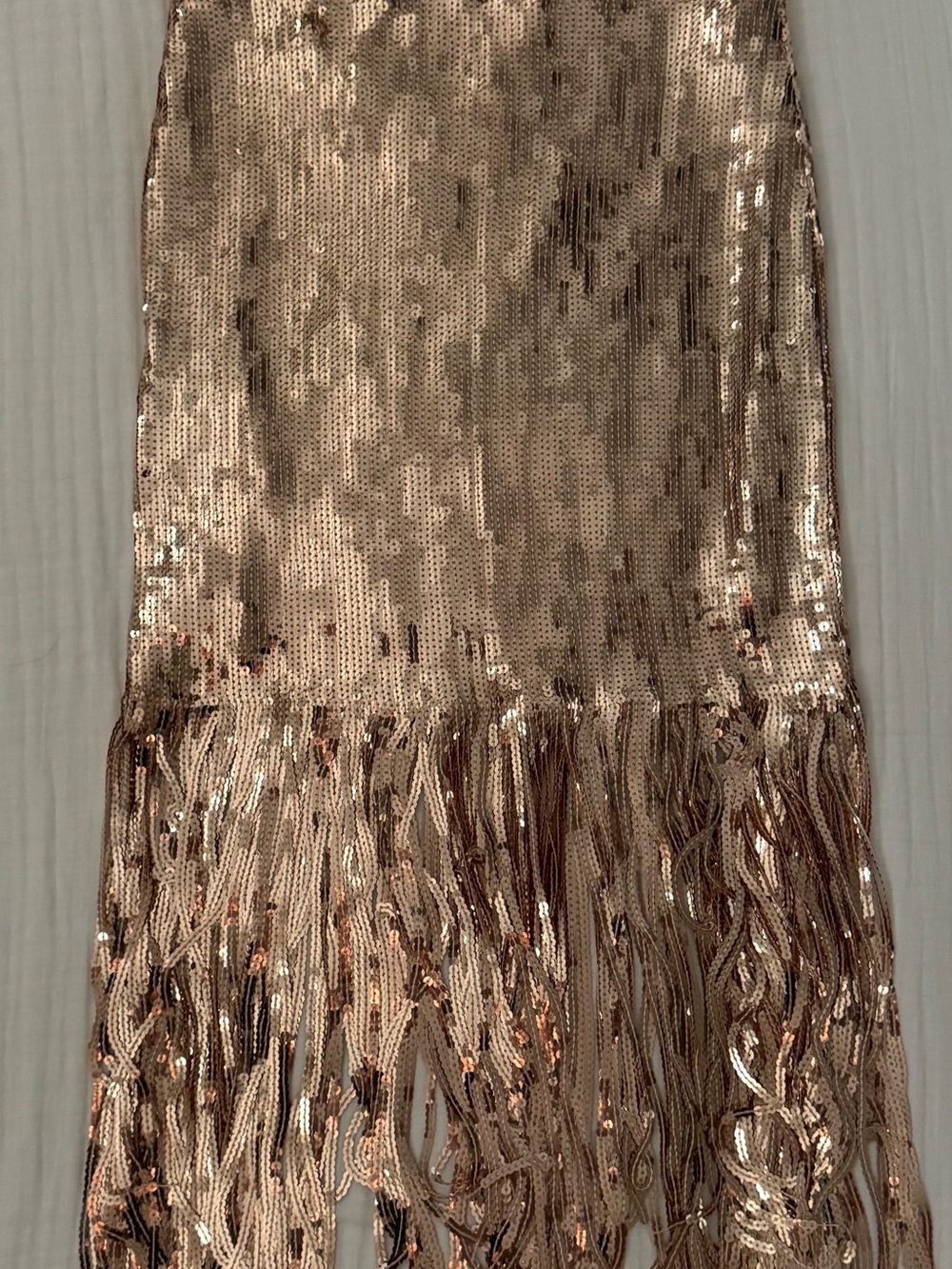 Fringe Sequin Pencil Skirt in Rose Gold - Picture 2 of 5